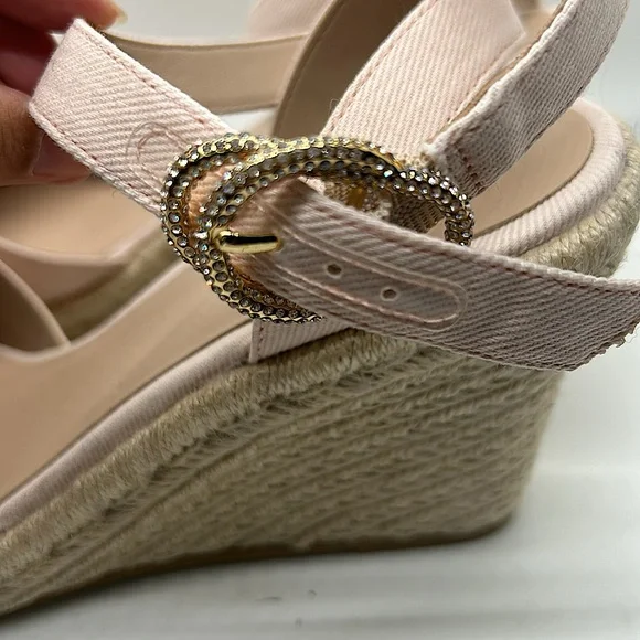 Stuart Weitzman Light Pink Ankle Strap Wedge Heel Sandals Shoes **Sz 39.5/US 9** - Picture 3 of 11